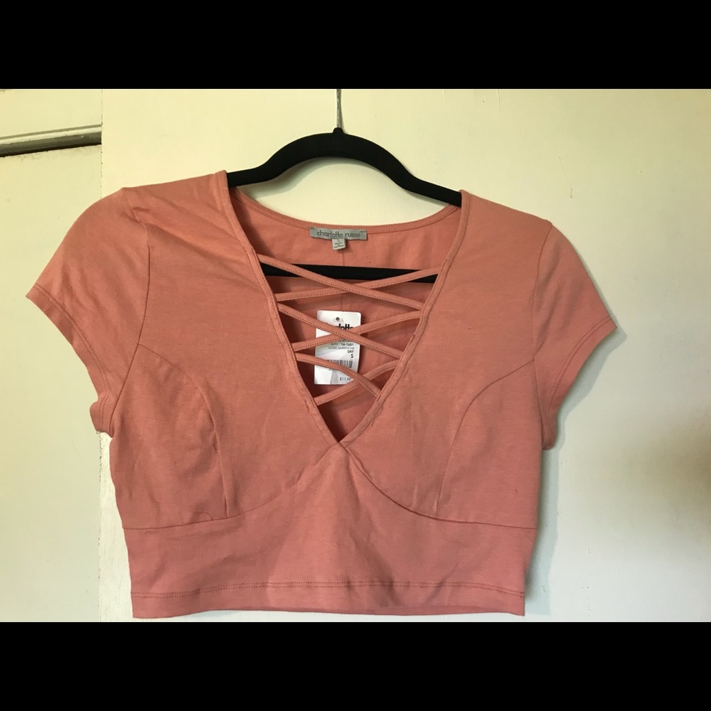 Crop top with cross cross detailing at bust